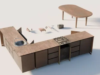 Props pack - mid-poly low-poly game-ready models Low-poly 3D model