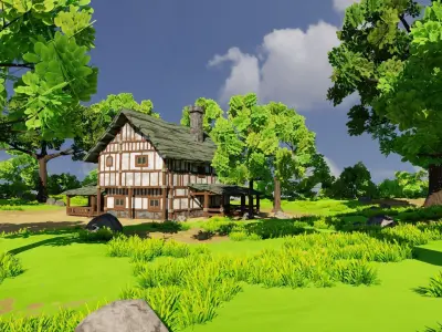 Medieval House 7 With Environment Low-poly 3D model
