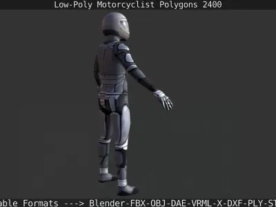 Lowpoly Motorcyclist man in motorcycle suit Low-poly 3D model