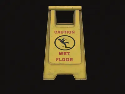 Caution Wet Flor Low-poly 3D model