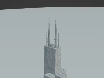 Willis Tower Chicago  Low-poly 3D model
