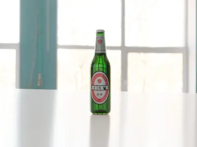 Beer Bottle Low-poly 3D model