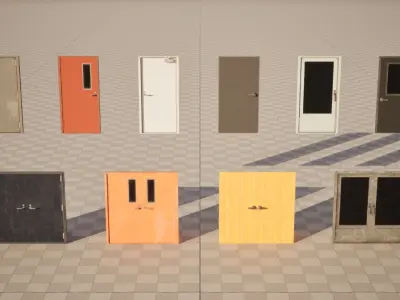 Low Polygon Door Pack Vol 01 Low-poly 3D model