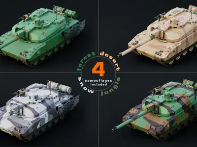  Rigged Tank AMX56 Leclerc GameReady LODs 