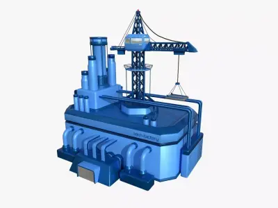 SciFi Factory A03 Blue - Sci Fi Exterior Design Low-poly 3D model