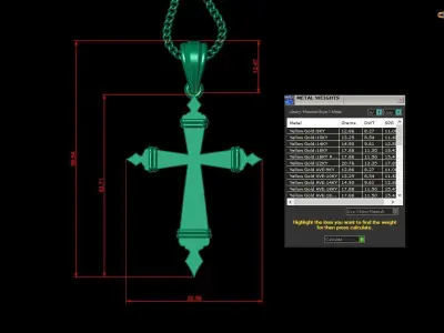 Light Gold 18K Cross Pendant 2CP084 3D print model