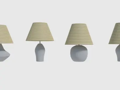 Lamp Set - Game Ready table with shade Low-poly 3D model