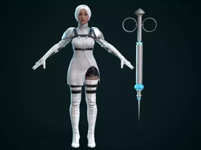 Sci fi Nurse Low-poly 3D model