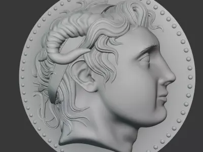 Alexander the Great Medaion Relief 3D print model