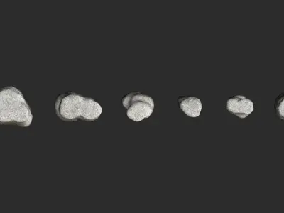 Short Flat Rocks - White 2 Low-poly 3D model