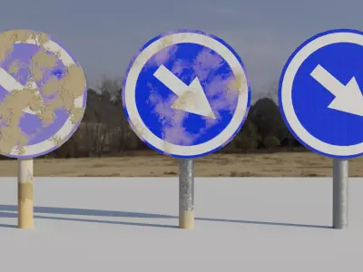 Keep Right - Round Road Signal Free 3D model