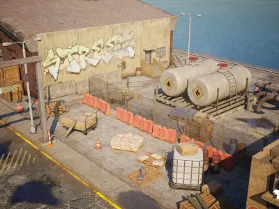 Industrial Harbour  Low-poly 3D model