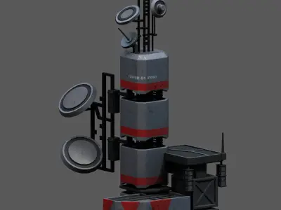 Scifi tower station building exterior skyscraper futuristic  Low-poly 3D model