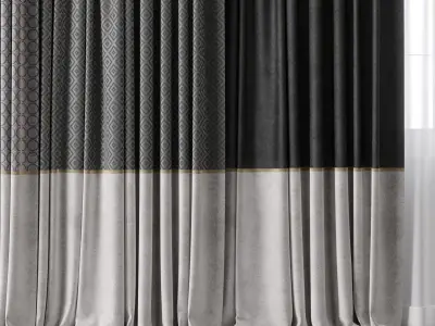 hadi curtain 67 gray and white 3D model