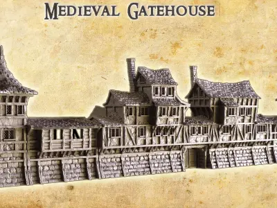 Medieval Gatehouse Tabletop Terrain 28 MM 3D print model