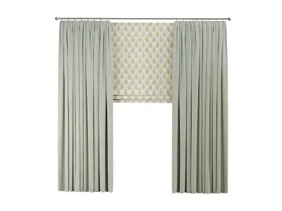 Curtains curtain with pleats and window 3D model