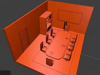 Office conference room Low-poly 3D model