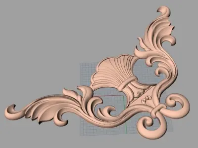 Decorative angle flower 3D STL model used for CNC router E031 3D model