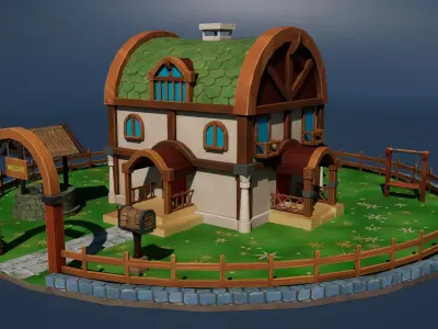 Stylized House Environment Texture  Low-poly 3D model