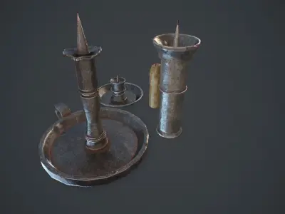 Set of candlestick Free low-poly 3D model