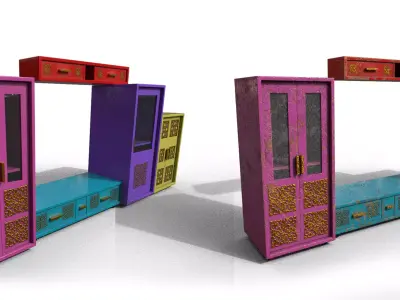 Pack 2 Sets Modern Furniture 3D Model Low-poly 3D model