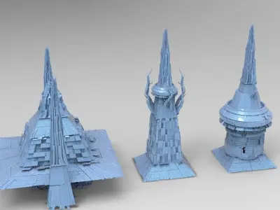 Great Giza Molten lava pyramid Tower collection Low-poly 3D model