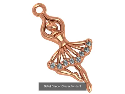 8 Ballet Dancer Charm Pendant 3D Model Pack