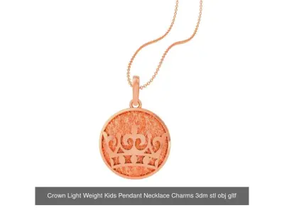 8 Crown Pendant Necklace Charms 3D Model Pack