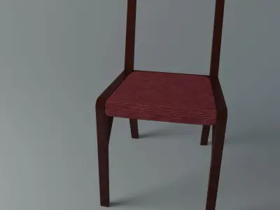 Chair wooden with fabric Low-poly 3D model