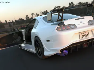 Toyota Supra Mk4 Carbon Aero Kit White Rigged for Maya 
