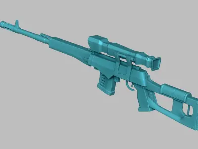 Sci-Fi Dragunov Sniper - Kalashnikov Gun Weaponry Low-poly 3D model