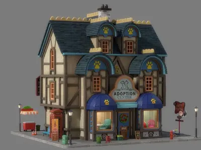 Cartoon House 13 3D model purchase