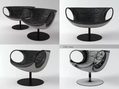 Smock four different chairs 3D model