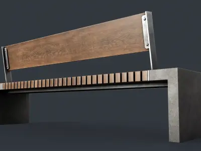 Modern Outdoor Bench 43 PBR Game Ready Low-poly 3D model
