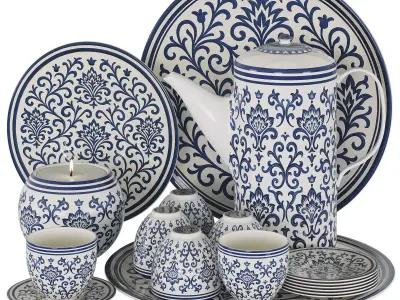 Decorative Tableware Set 01 Low-poly 3D model