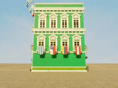 SOUTH AMERICAN BUILDING 004 Low-poly 3D model