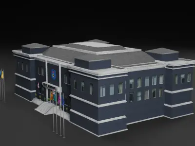 Police and Security Building Pack Low-poly 3D model