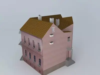 Old Corner House Exterior only Low-poly 3D model