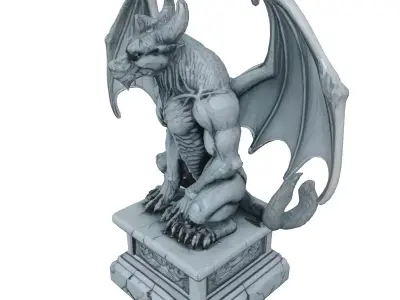 Highly Detailed Gargoyle Statue Low-poly 3D model