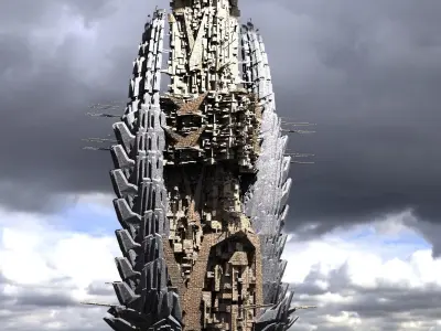 Sci-Fi City Royal Tower Kit bash 2 3D model