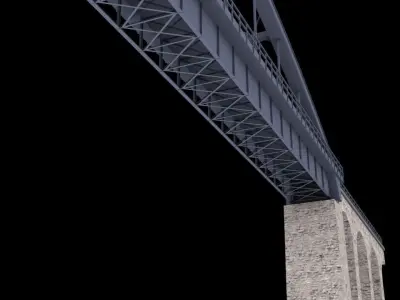Bridge 1 with columns Low-poly 3D model