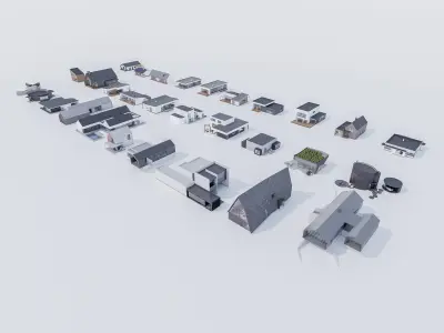 House Pack of 30 - created with Revit Family  Low-poly 3D model