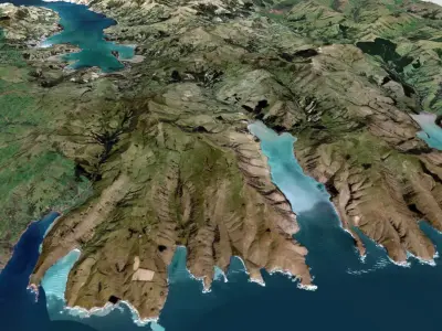 Island Banks Peninsula New Zeland 3D model