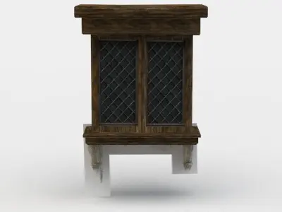 Dormer wooden cabinet with glass doors Low-poly 3D model