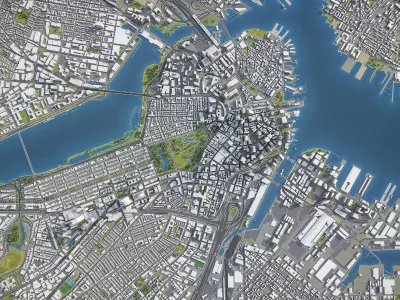 Boston - City 3D Model Low-poly 3D model