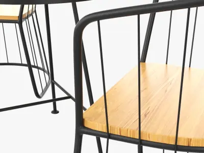 Outdoor coffee table and two chairs 3D model