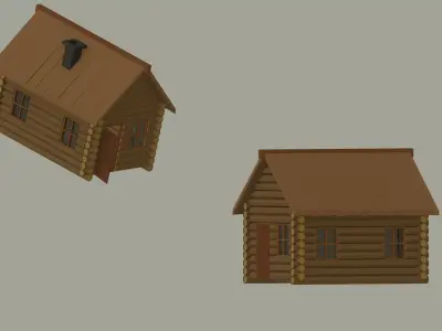 Wooden Cabin Low Poly 3D model