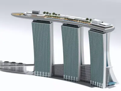 MARINA BAY SAND SINGAPORE Low-poly 3D model