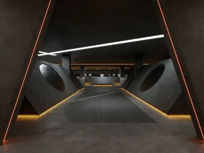 Modern dark gym interior 3D model