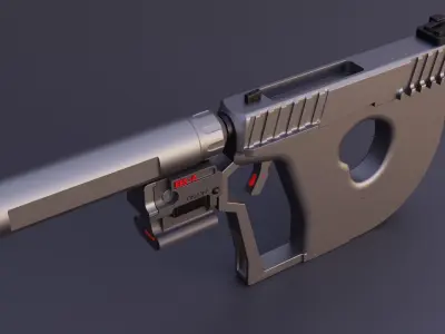 Sci-fi-gun sniper pistol Low-poly 3D model
